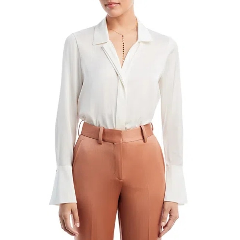 Kobi Halperin Liv Button Down Silk Cream Blouse Size Xl